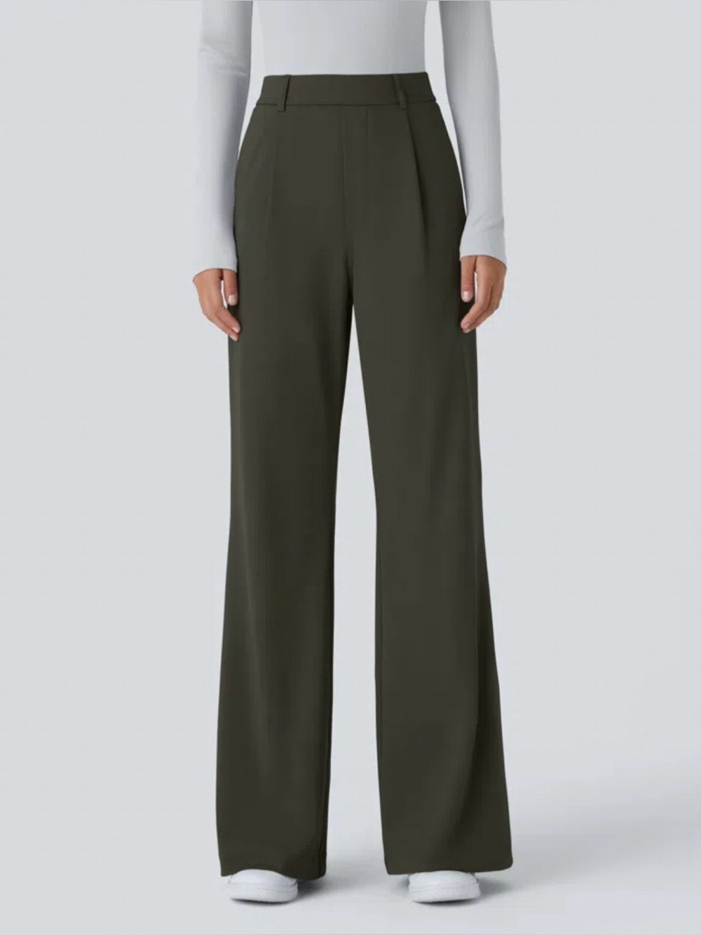 Halara Flex DayStretch High Waisted Pocket Work Flare Pants in Forest Night